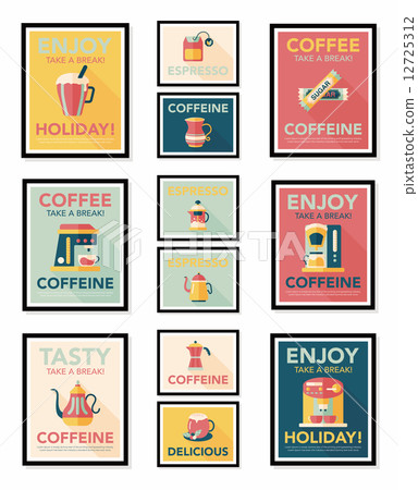 Coffee poster flat banner design flat background set, eps10 12725312