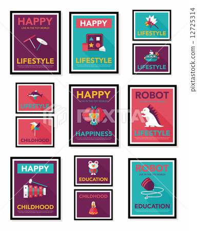 Toy poster flat banner design flat background set, eps10 Toy poster flat banner design flat background set, eps10 12725314