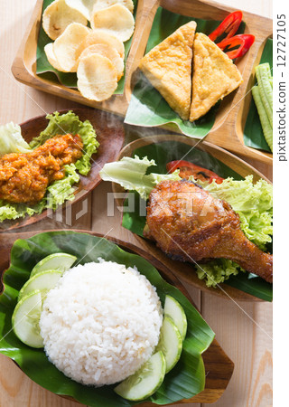 Asian food nasi ayam penyet 12727105