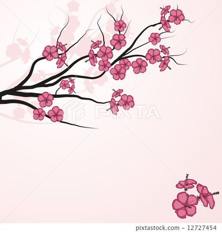 Card with stylized cherry blossom Card with stylized cherry blossom 12727454