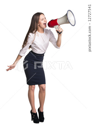 Business woman with megaphone 12727541