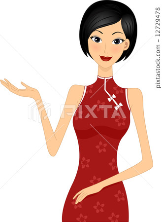 Girl wearing Cheongsam 12729478
