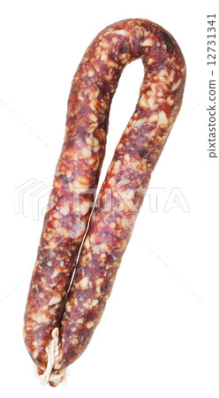dried smoked sausage isolated on white 12731341