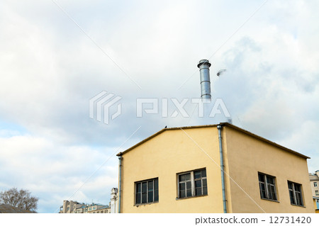 Central heating station and fume from chimney Central heating station and fume from chimney 12731420
