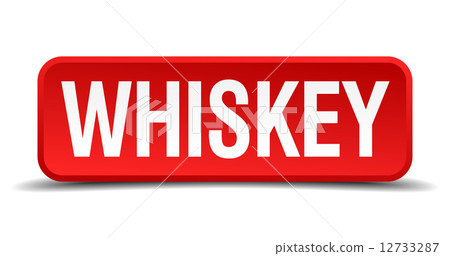 Whiskey red 3d square button isolated on white Whiskey red 3d square button isolated on white 12733287