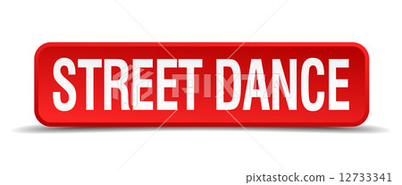 Street dance red 3d square button isolated on white Street dance red 3d square button isolated on white 12733341
