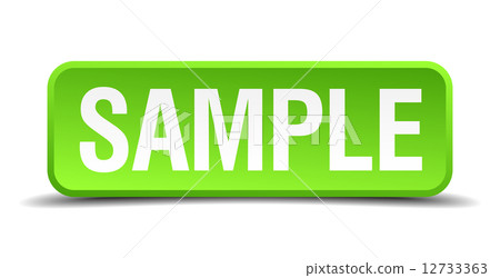 Sample green 3d realistic square isolated button 12733363