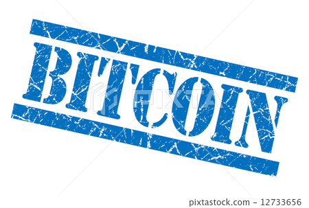 bitcoin blue square grungy isolated rubber stamp 12733656
