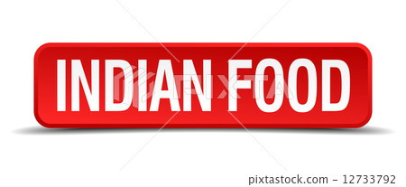 Indian food red 3d square button on white background Indian food red 3d square button on white background 12733792
