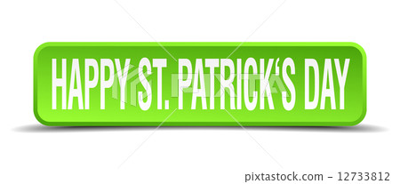 happy st patricks day green 3d realistic square isolated button 12733812