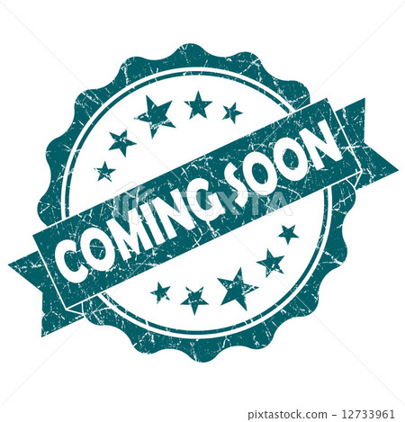 Coming SOON turquoise vintage round grunge seal isolated on white background 12733961