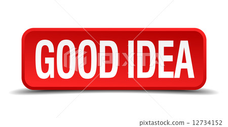 Good idea red 3d square button on white background 12734152