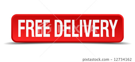 free delivery red 3d square button isolated on white background free delivery red 3d square button isolated on white background 12734162