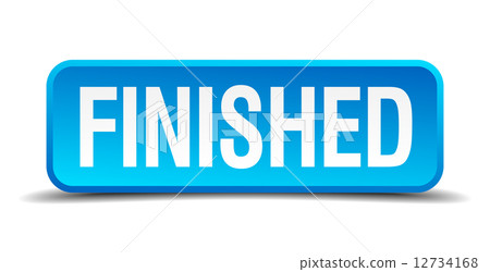 finished blue 3d realistic square isolated button 12734168