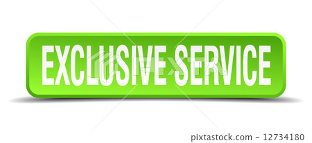 exclusive service green 3d realistic square isolated button 12734180