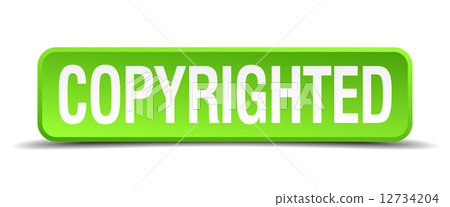 copyrighted green 3d realistic square isolated button 12734204