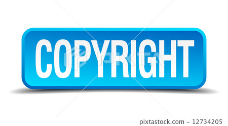 copyright blue 3d realistic square isolated button 12734205