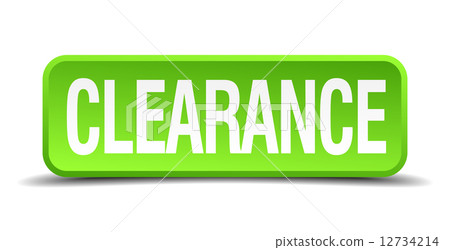 clearance green 3d realistic square isolated button clearance green 3d realistic square isolated button 12734214