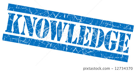 Knowledge blue square grunge textured stamp isolated on white 12734370