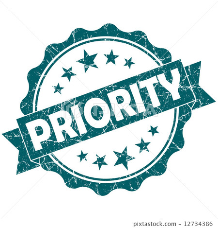 PRIORITY turquoise vintage round grunge seal isolated on white background 12734386