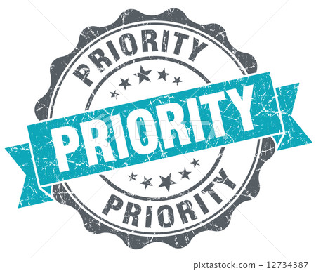 Priority turquoise grunge retro style isolated seal 12734387