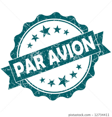 Par AVION turquoise vintage round grunge seal isolated on white background Par AVION turquoise vintage round grunge seal isolated on white background 12734411
