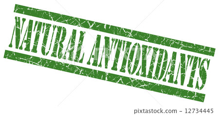 natural antioxidants green square grungy isolated rubber stamp 12734445