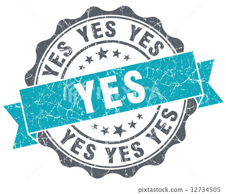 Yes turquoise grunge retro style isolated seal Yes turquoise grunge retro style isolated seal 12734505