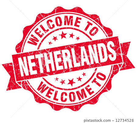 Welcome to Netherlands red grungy vintage isolated seal 12734528