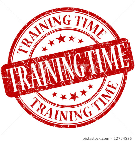Training time red round grungy vintage rubber stamp 12734586
