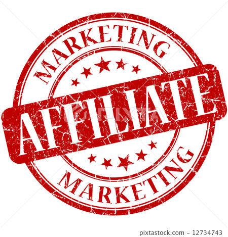 Affiliate marketing red round grungy vintage rubber stamp 12734743