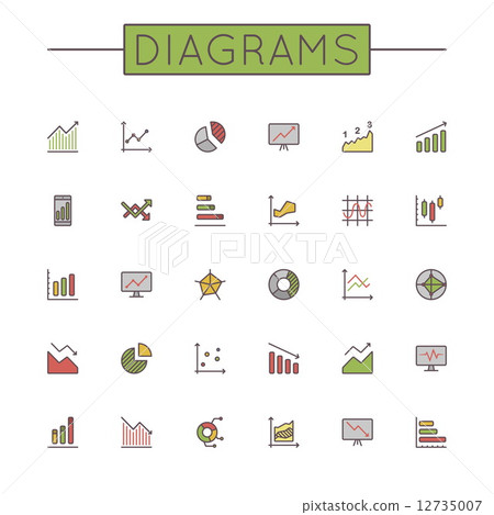 Vector Colored Diagrams Line Icons 12735007