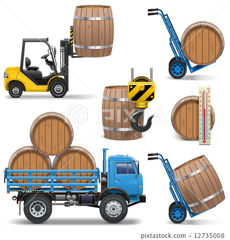 Vector Barrels Shipping Icons Vector Barrels Shipping Icons 12735008