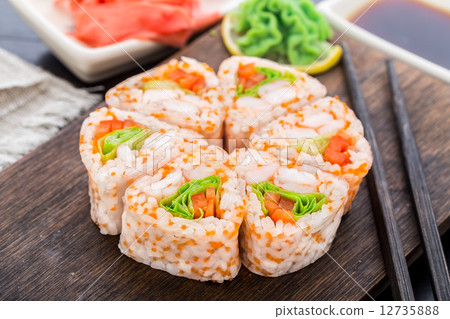 Flower made of sushi roll. 12735888