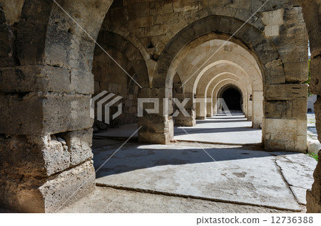 arches and columns in Sultanhani caravansary on Silk Road, Turkey 12736388