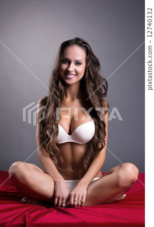 Beautiful brunette in lingerie posing at camera 12740132