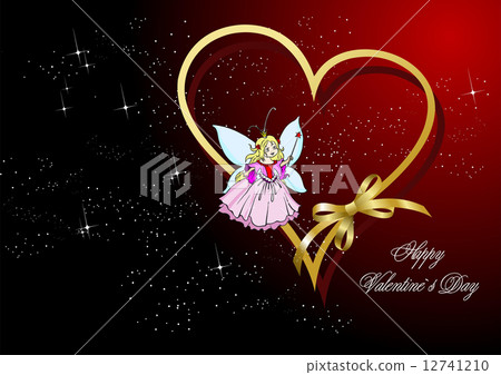 Greeting card for Valentine`s Day with hearts and princess image Greeting card for Valentine`s Day with hearts and princess image 12741210