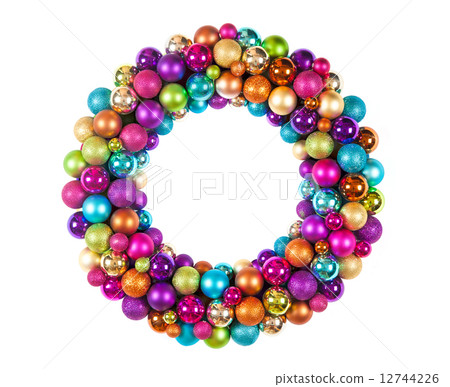 christmas wreath with decoration balls isolated on white background 12744226