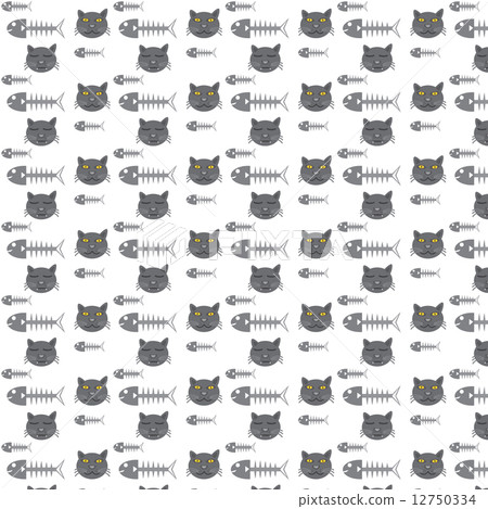 seamless vector pattern cats and fishbone 12750334
