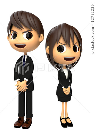 Male and female business scenes of severe face 12752239