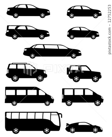 set icons passenger cars with different bodies black silhouette set icons passenger cars with different bodies black silhouette 12752253