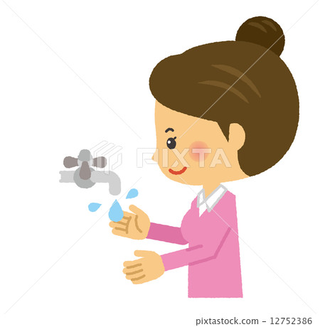 婦女，洗手洗手 12752386