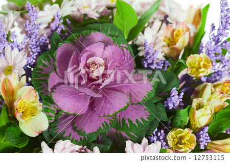 Fragment of Colorful Flower Bouquet Isolated on White Background Fragment of Colorful Flower Bouquet Isolated on White Background 12753115