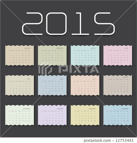 Calendar 15 Design Template Week Starts Sunday Stock Illustration