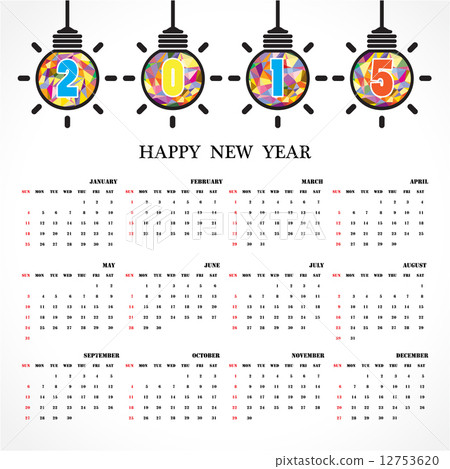 Calendar 2015 design template week starts Sunday. 12753620