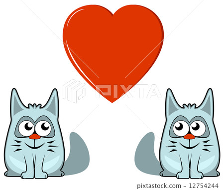 two cats with heart 12754244