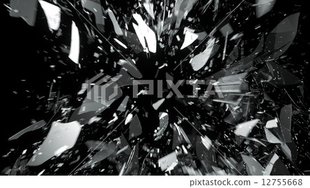 Destructed or demolished glass on black with motion blur Destructed or demolished glass on black with motion blur 12755668