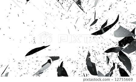 Destructed glass with motion blur on white 12755669
