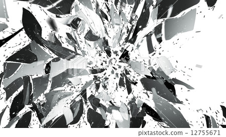 Broken or Shattered glass with motion blur on white 12755671