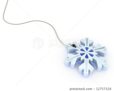 Computer mouse in light blue snowflake style Computer mouse in light blue snowflake style 12757328